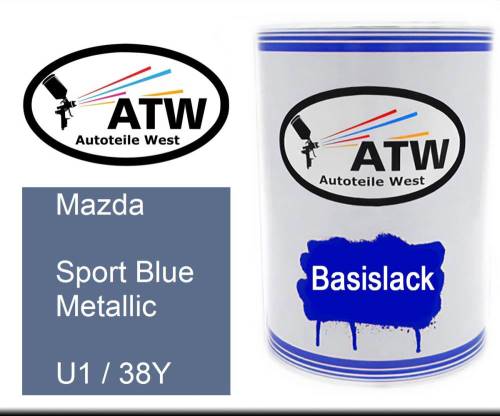 Mazda, Sport Blue Metallic, U1 / 38Y: 500ml Lackdose, von ATW Autoteile West.